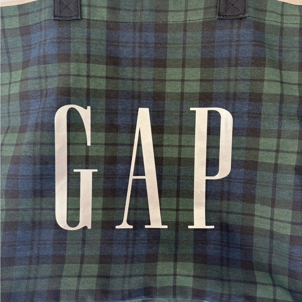 GAP Green and Blue Plaid Tote - Picture 2 of 9
